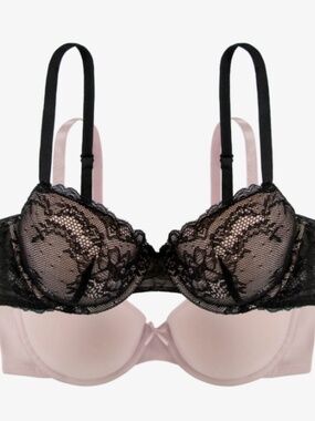 Dorina Women's Chloe Light Padded 2 Piece Bra Set - Black, Beige 40B.